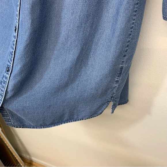 Express Chambray Shirt Dress Small  3/4 Sleeve Button Front Above Knee‎ Blue - Picture 5 of 10